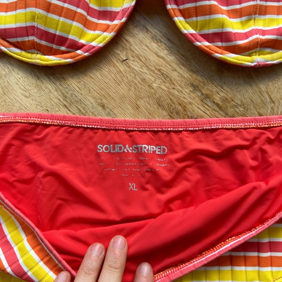 Solid and Striped Yellow and Pink Bikini Set - Picture 3 of 4